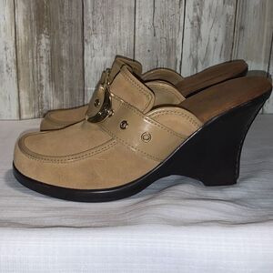 Vintage Y2K Mule Wedge Shoes With Buckle Size 7.5